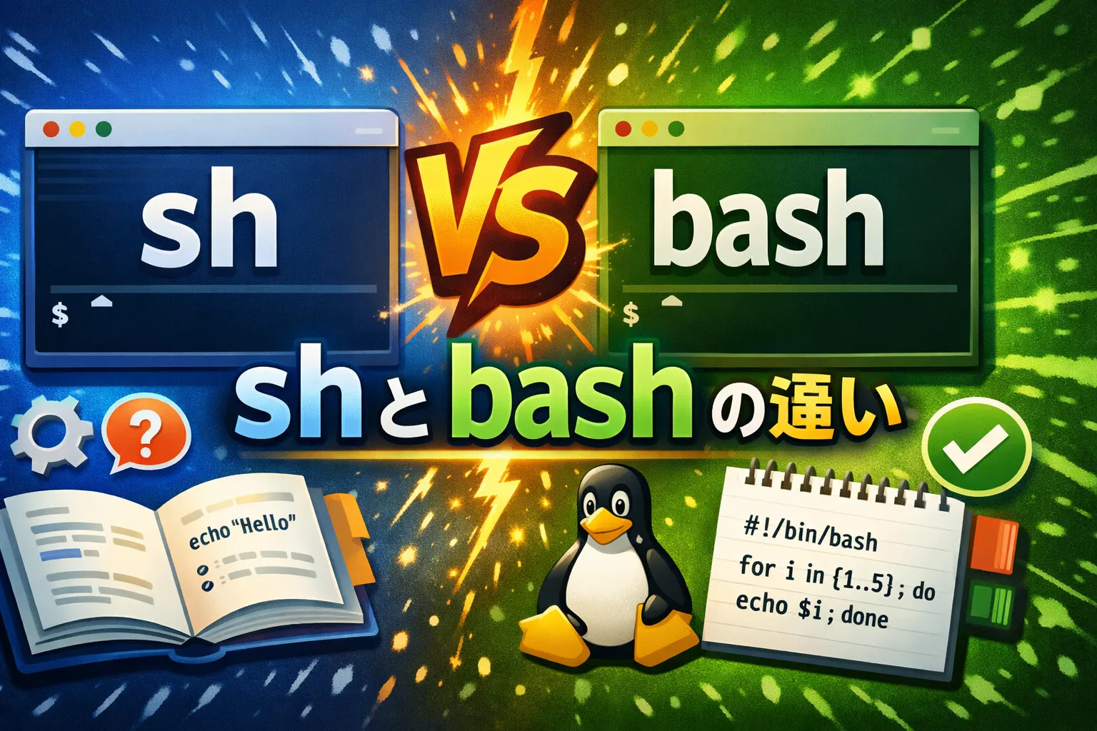 shとbashの違いを徹底解説！シェルスクリプトの使い分け