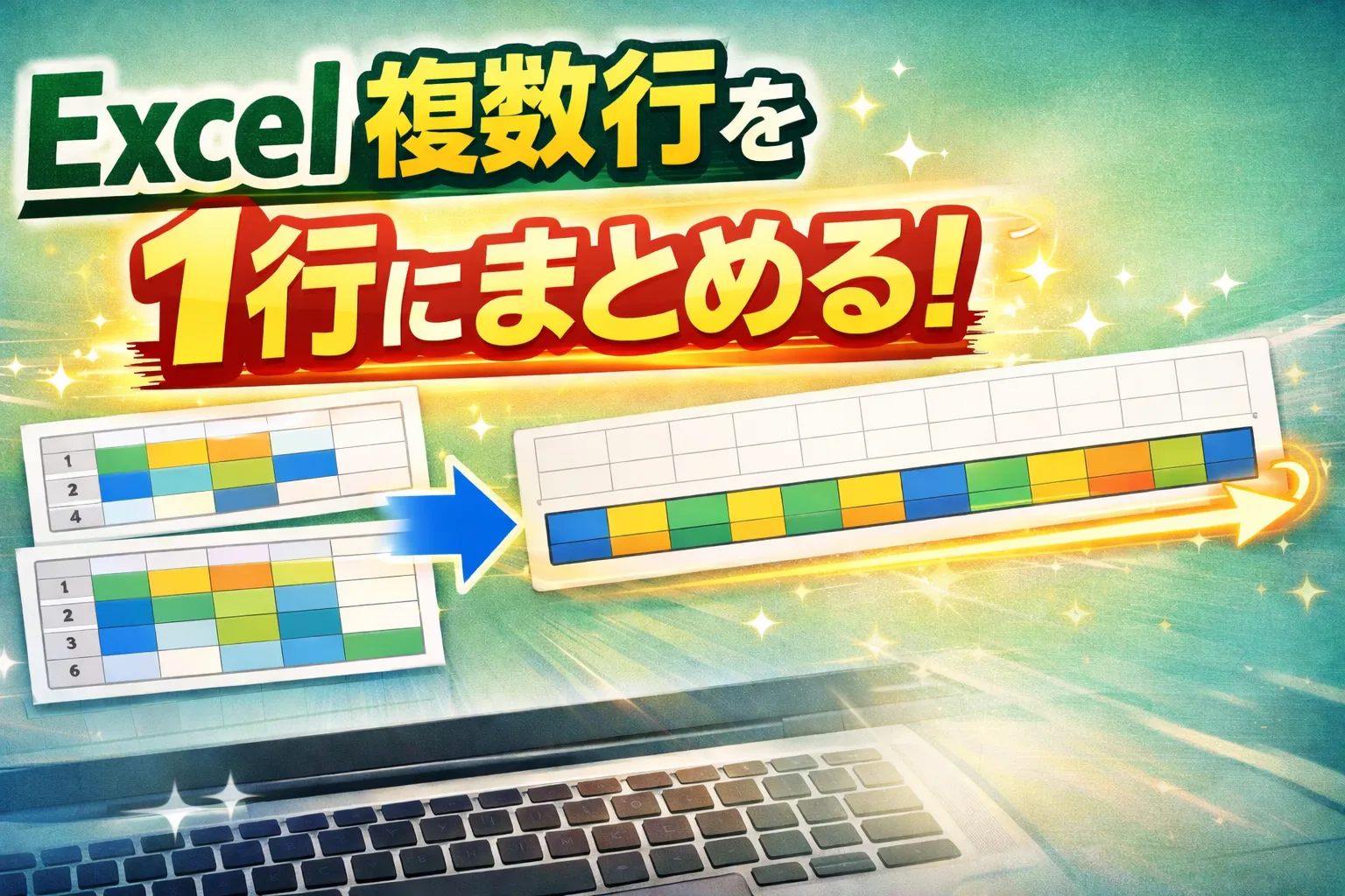 Excelで複数行を1行にまとめる方法まとめ【関数・PQ対応】