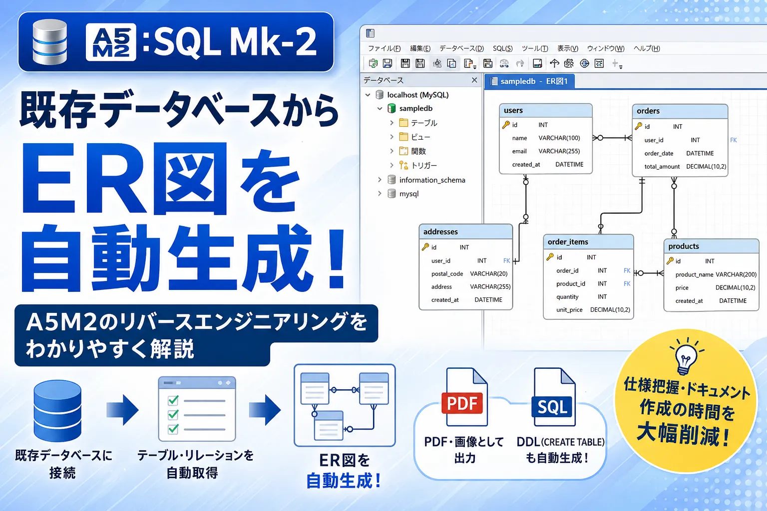 【A5M2】既存データベースからER図を自動生成する方法
