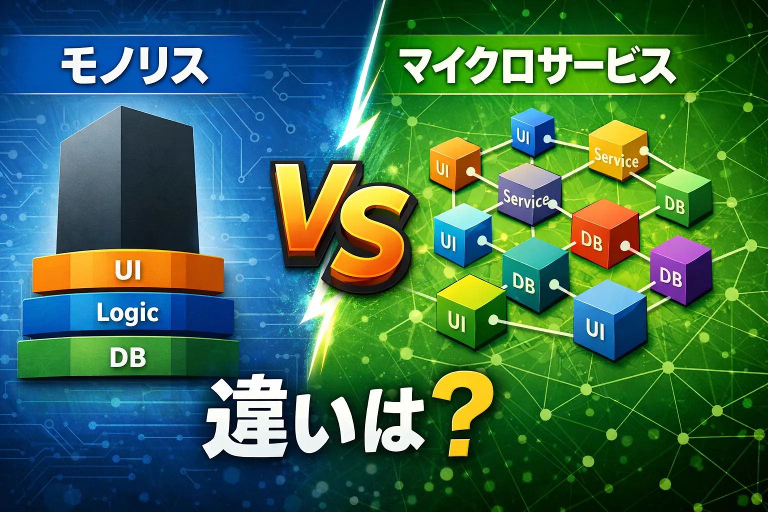 モノリスとマイクロサービスの違いを徹底比較｜メリット・デメリットと失敗しない選定基準