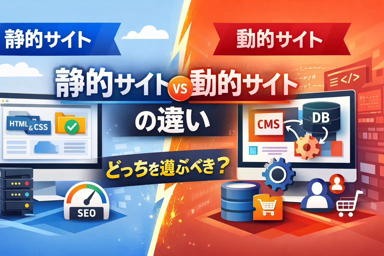 静的サイトと動的サイトの違いを徹底比較！メリット・デメリットと選び方を解説