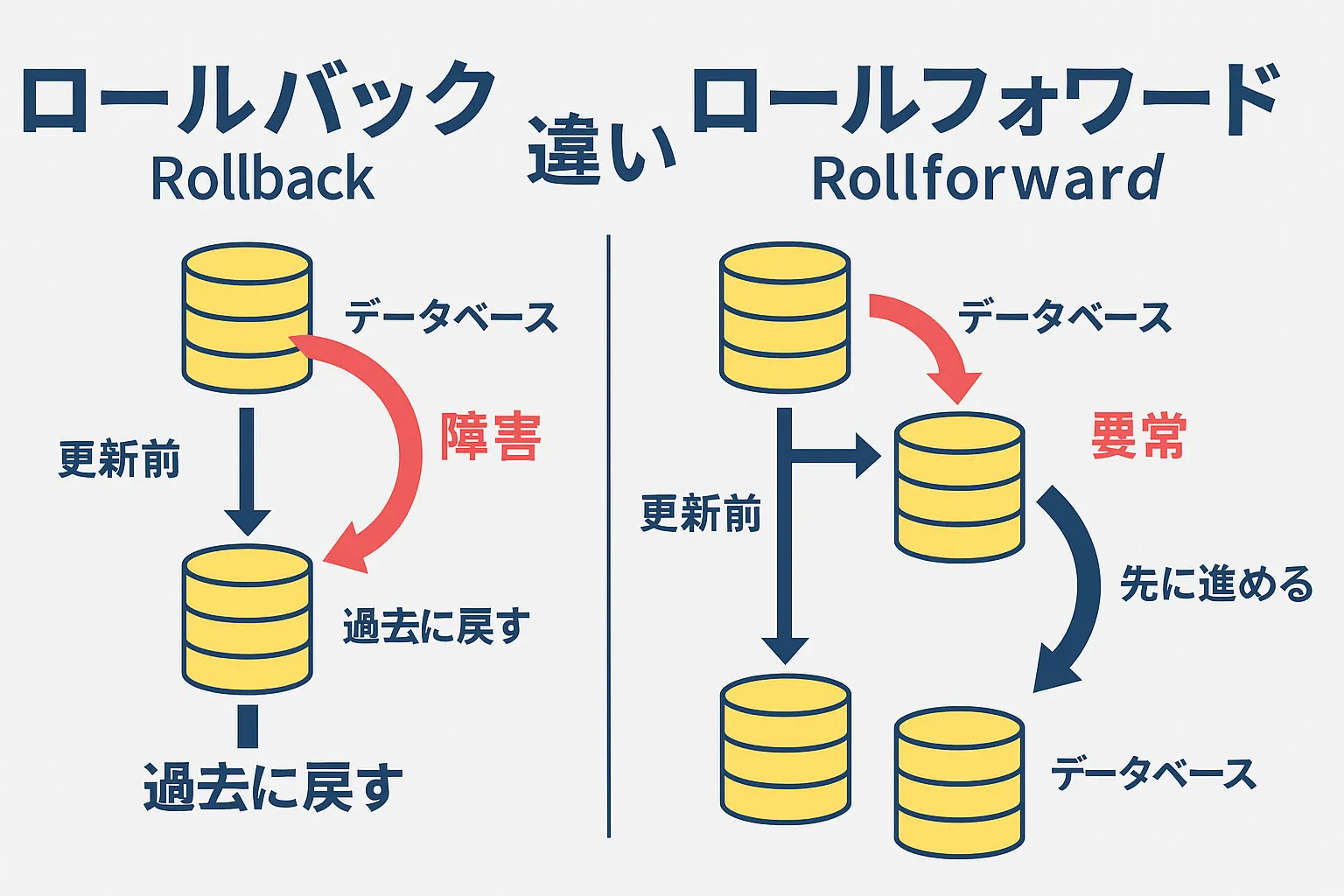 ロールバックとロールフォワード|意味・違い・覚え方