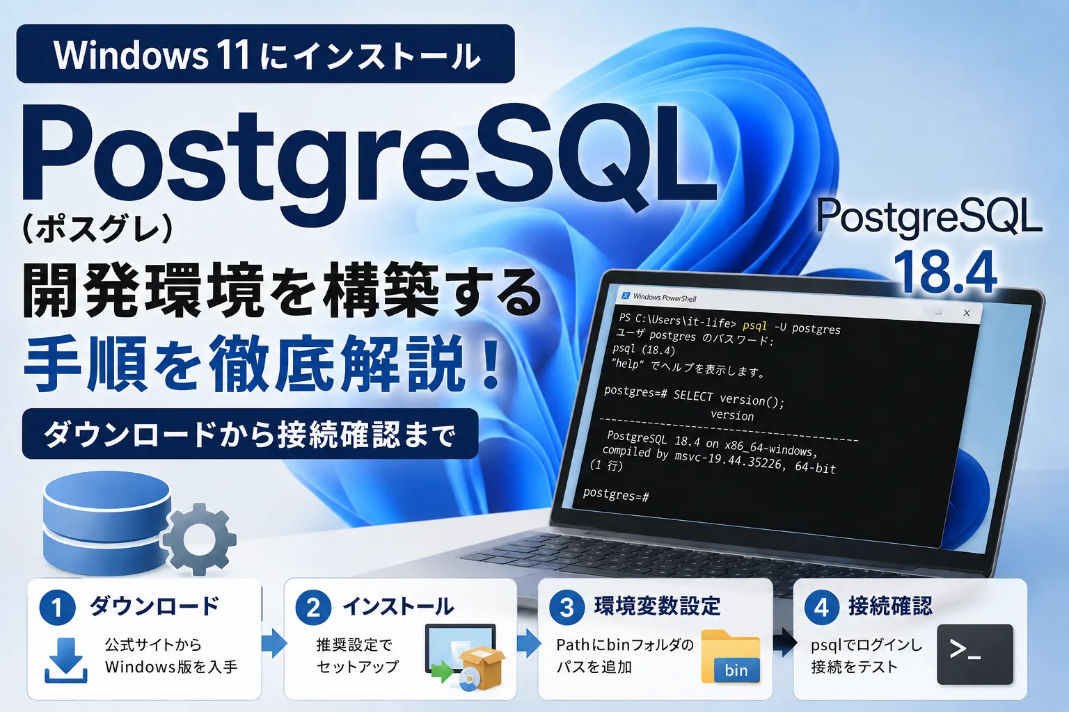 【Windows 11】PostgreSQLのインストール方法を徹底解説