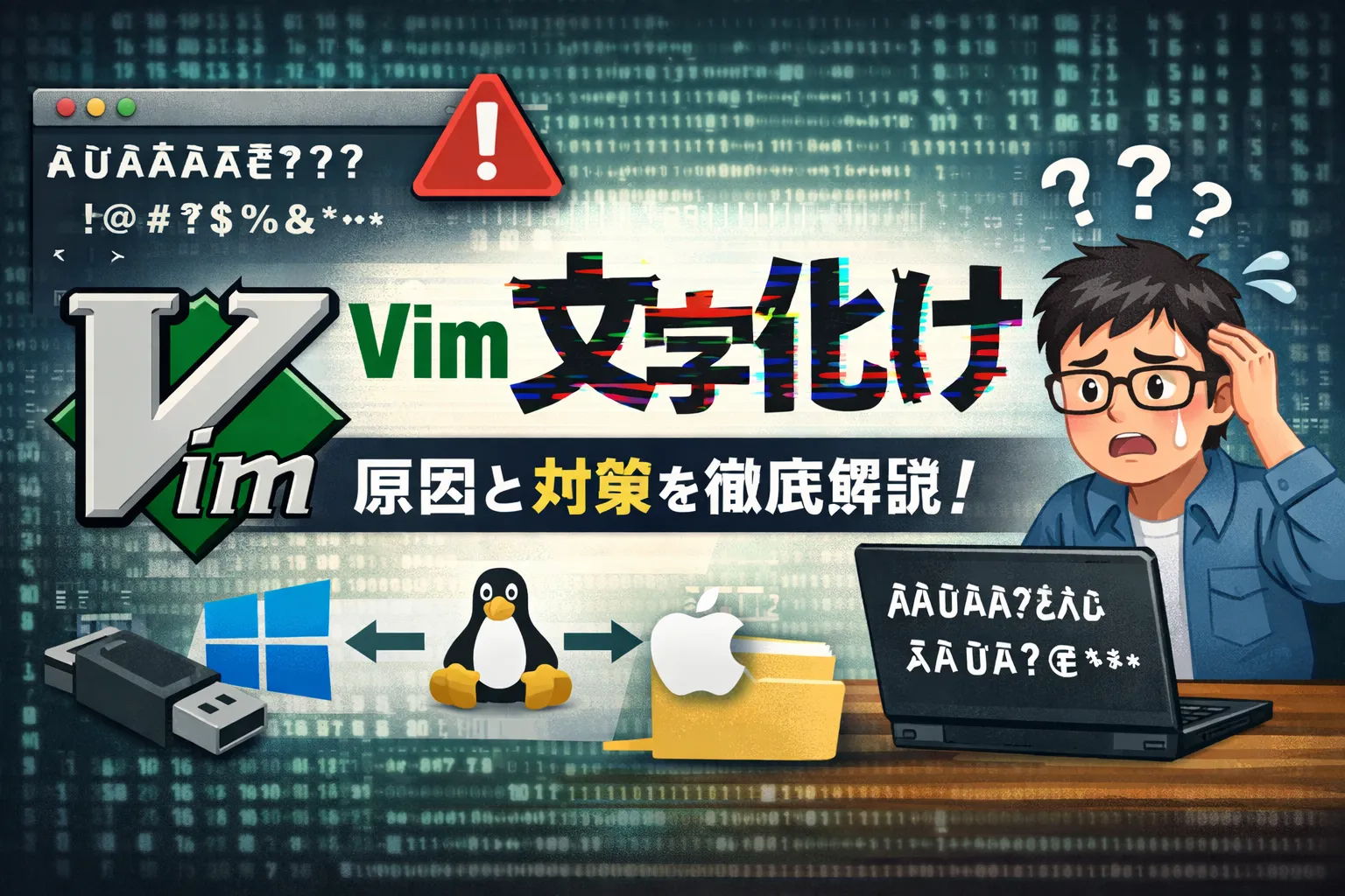 【Linux】viコマンド(vim)で開いたファイルが文字化けした場合の対処法