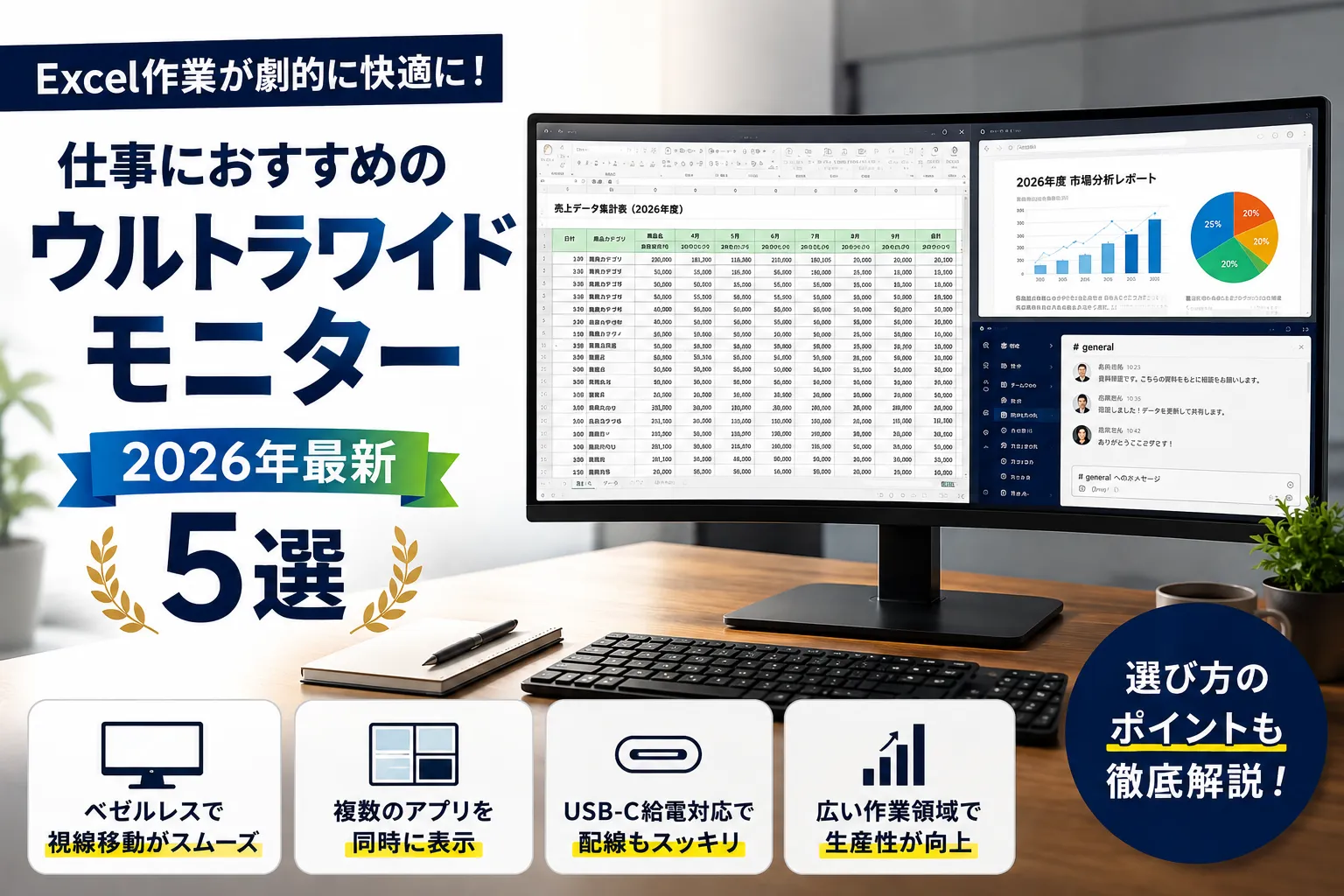 ウルトラワイドモニターはExcelが見やすい！デスクワーク向けおすすめ5選