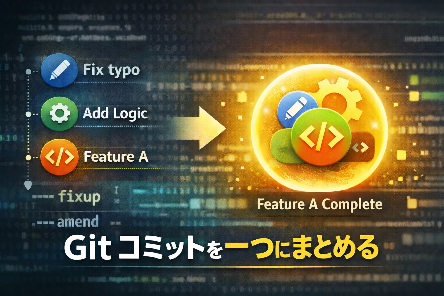 【Git】複数のコミットを一つにまとめる｜squash/fixupで履歴を整える