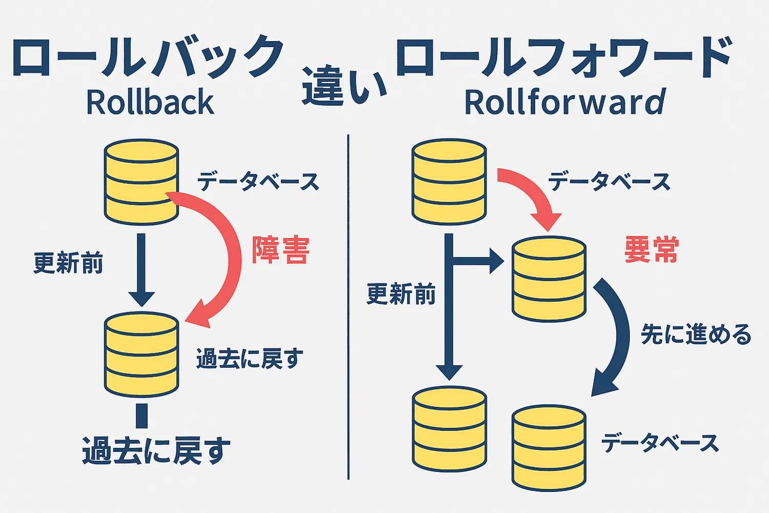 ロールバックとロールフォワード|意味・違い・覚え方