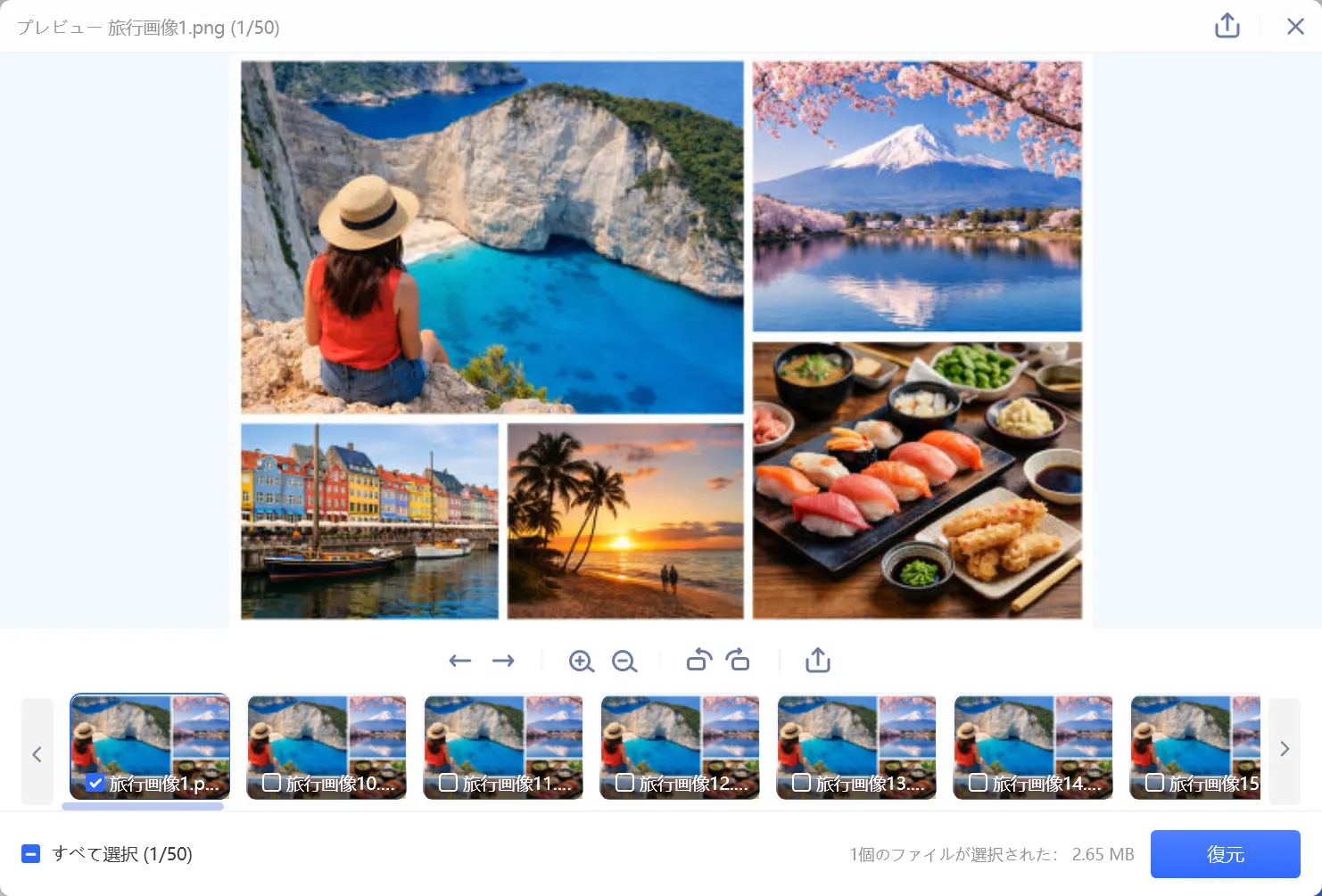復元したいファイルをプレビューで確認できました