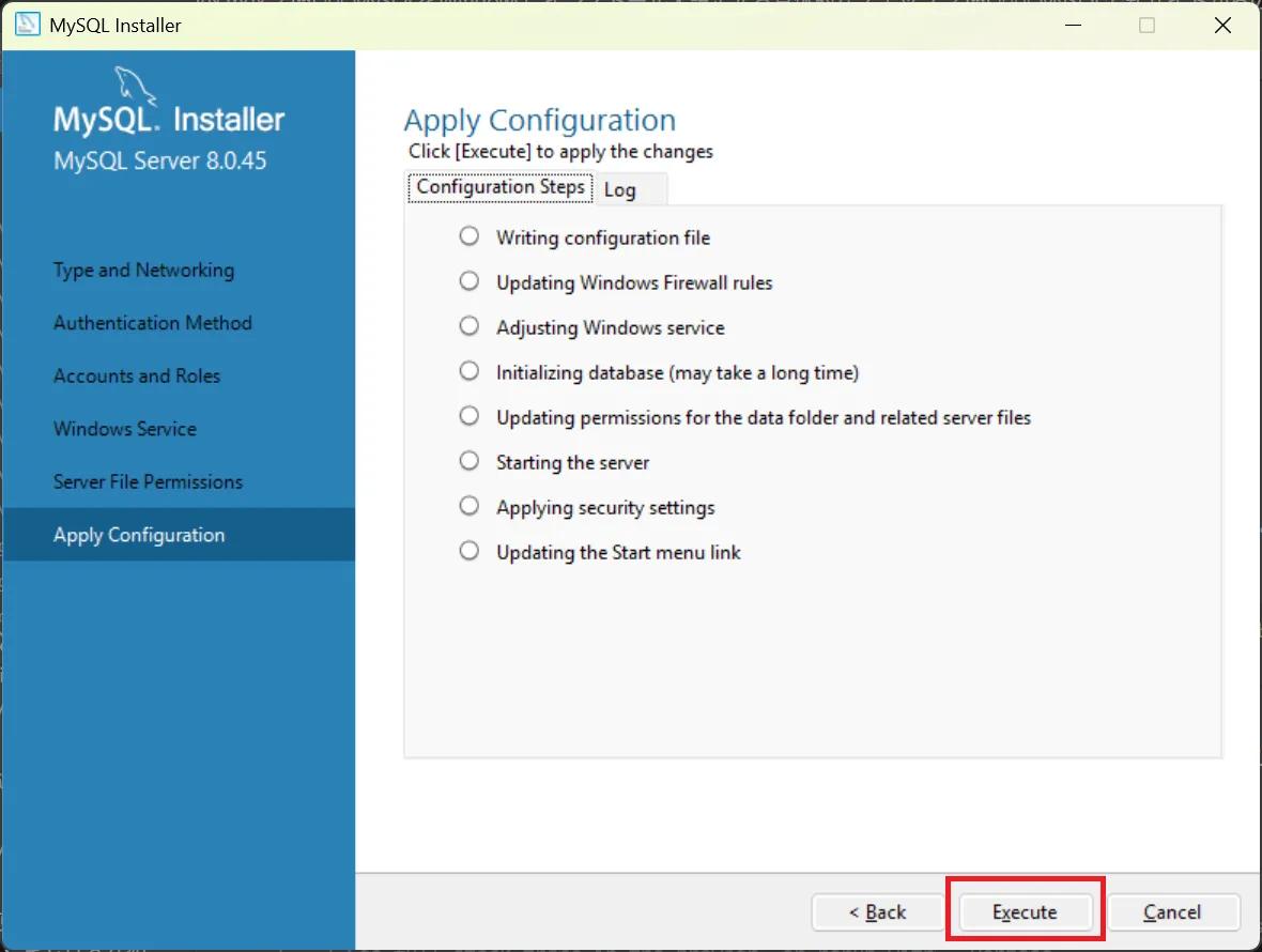 設定適用の実行
